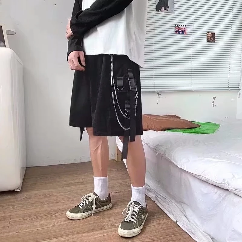 

Men's Summer Cargo Shorts in Trendy Korean Hip-hop Style with Loose Fit for Casual Streetwear and Fashionable Outdoor Activities