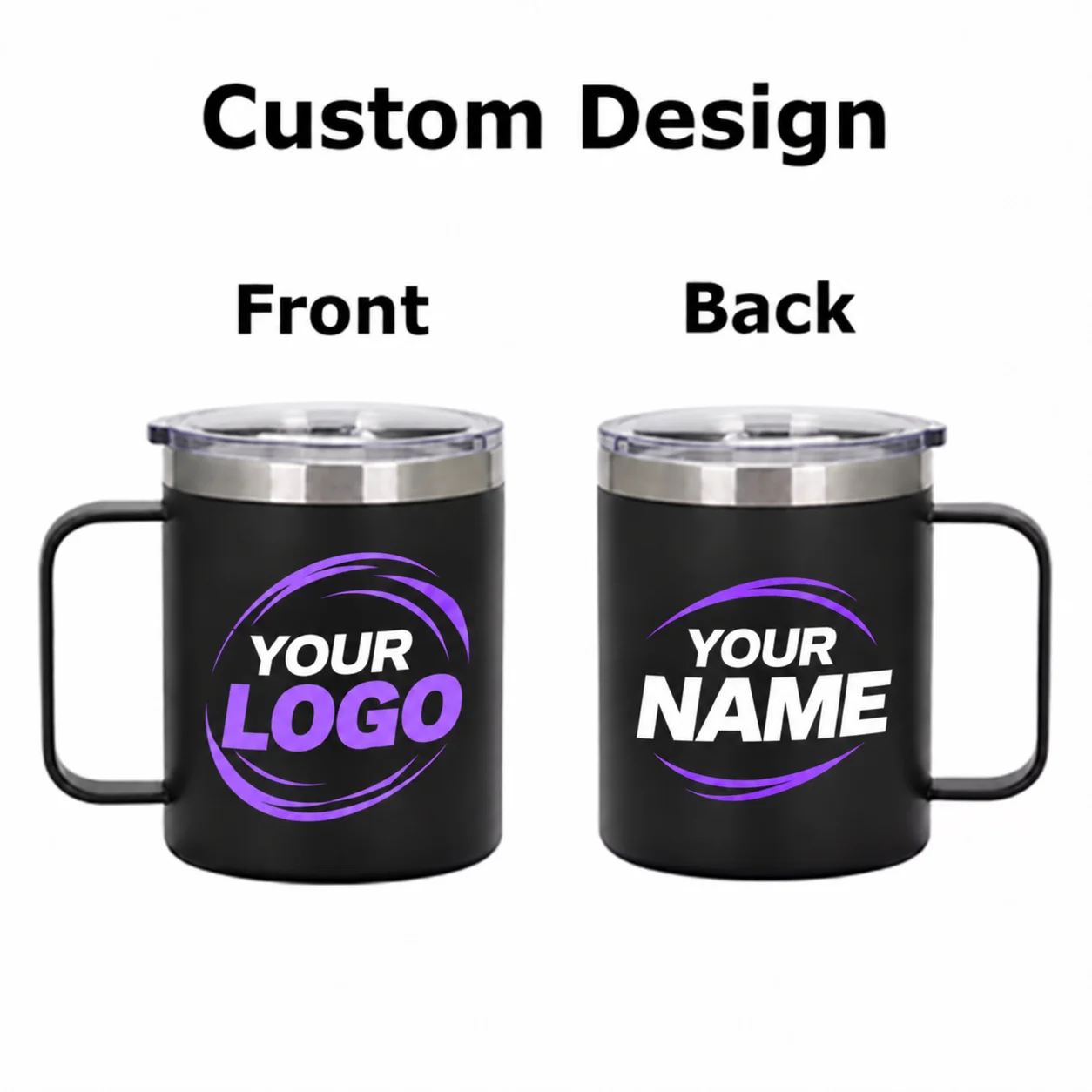 Cute Custom Laser Engraved Stainless Steel Coffee Mug Bottle With Handle Vacuum Insulated Cup Office Daily Use Birthday Present