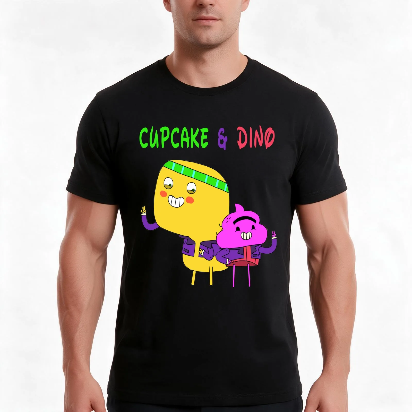 Cupcake & Dino - General Services cupcake and dino T-Shirt, Summer Casual Cotton Tee, Oversized Streetwear Tops, 100% Cotton