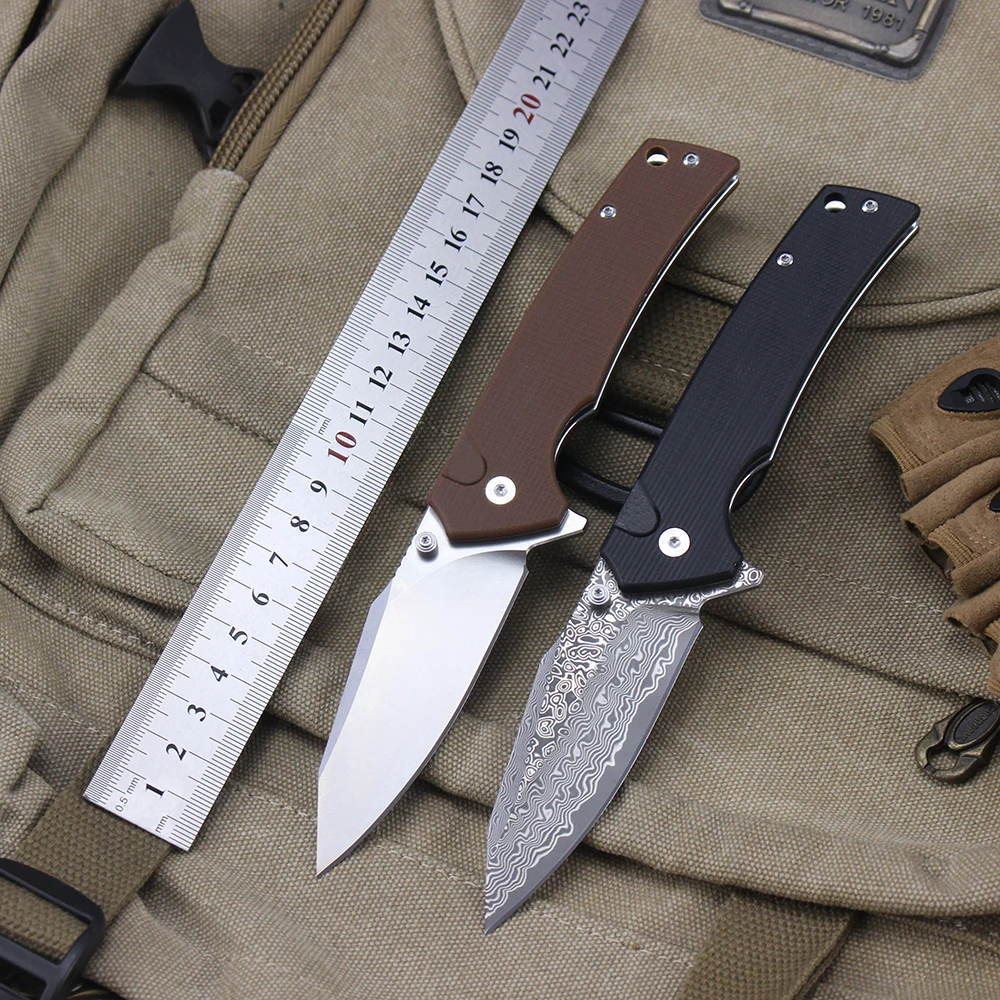 

Original Folding Knife Damascus D2 Steel G10 handle Tactical Survival Camping Pocket knife Outdoor Hunting EDC Tools DM018
