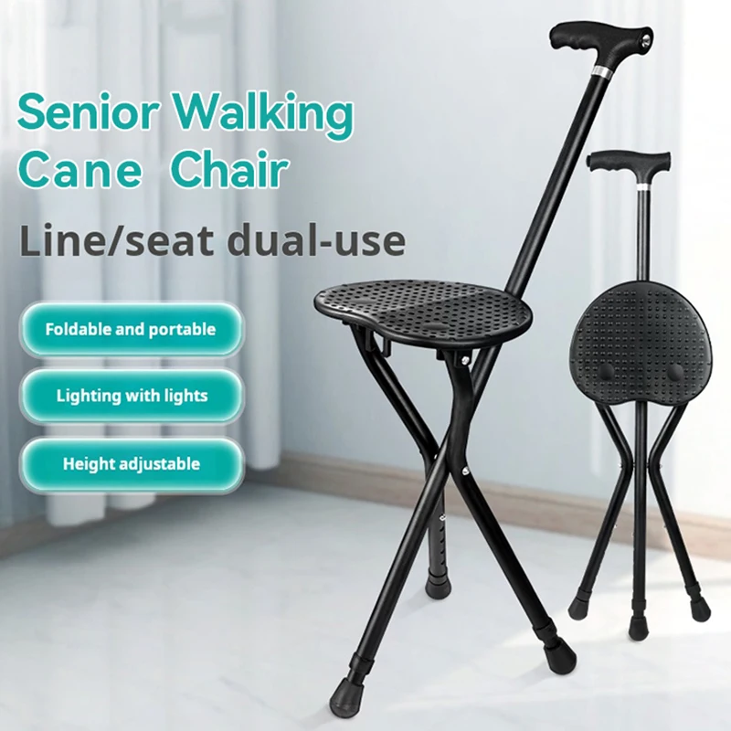 

2025 Anti-Slip Multifunctional Walking Stick Chair For Elderly portability Folding Canes with Height Adjustment Cane Seat