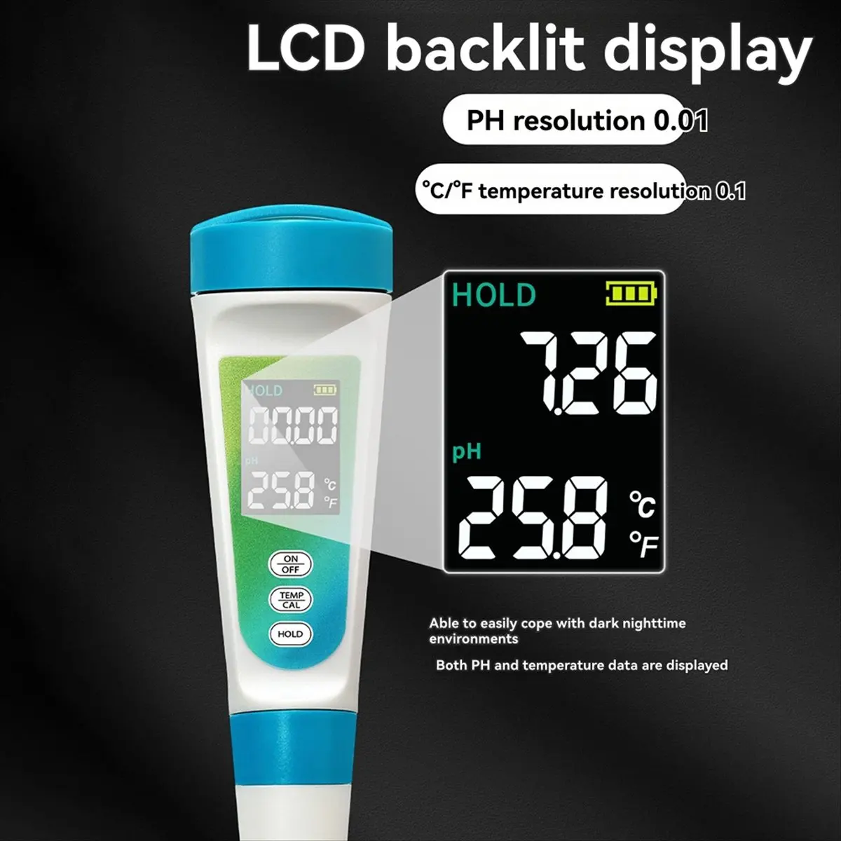 【♮•▲Today-Only!】PH Food PH Meter Detector PH-012 PH Meter Backlight LCD Digital Water Quality Tester Pen Temperature Meter 0.00-