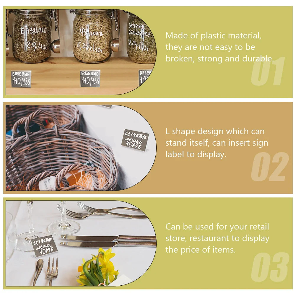 

20 шт., держатели ценников, пластиковые прозрачные L-образные держатели ценников, розничная подставка для вывесок для супермаркета