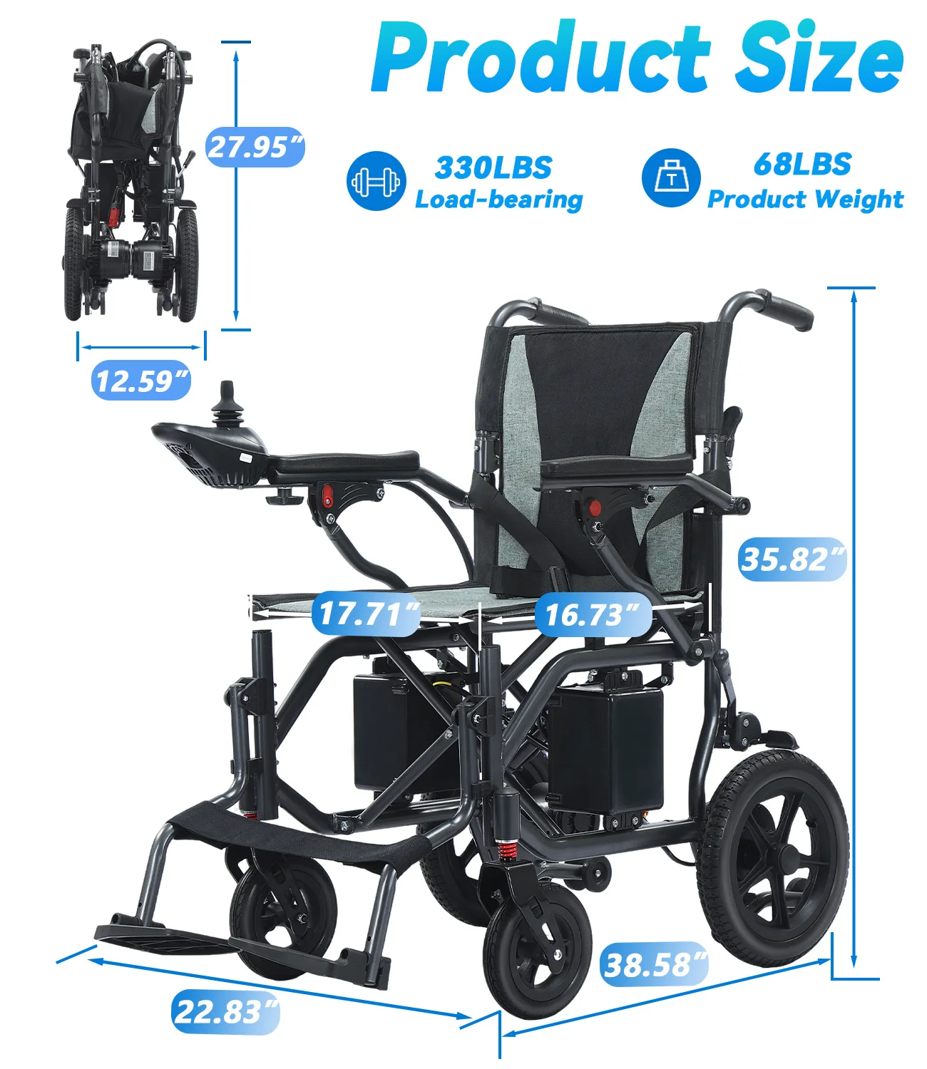 Fauteuil roulant électrique pour personnes âgées, léger et pliable, pour soins à domicile, scooter de mobilité pour personnes handicapées