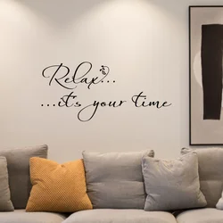 Large Relax It's Your Time Flower Wall Sticker Bathroom Coffee Beauty Salon Spa Wall Decal Bath Office Vinyl Home Decor