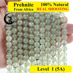 Zhe Ying 100% Prehnite Stone Beads Round Smooth Natural Gemstone Beads for Bracelet Making Diy Accessories