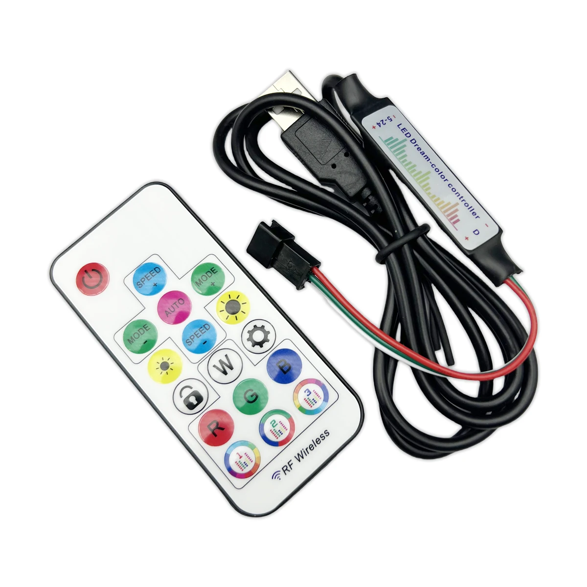 3Pin 17Keys Mini Led Music Controller 358 Modes DC USB RF Remote For WS2812B WS2811 WS2813 WS2815 Strip Light Ring DC5-24V