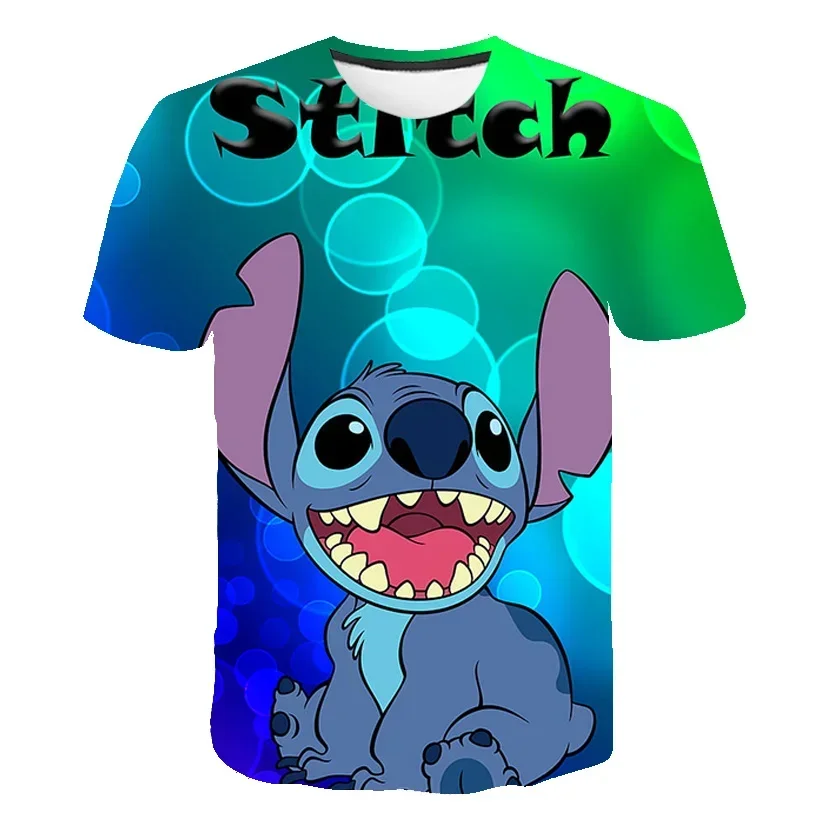 Miniso kaus Stitch anak laki-laki perempuan, t-shirt lengan pendek kasual kartun untuk anak-anak