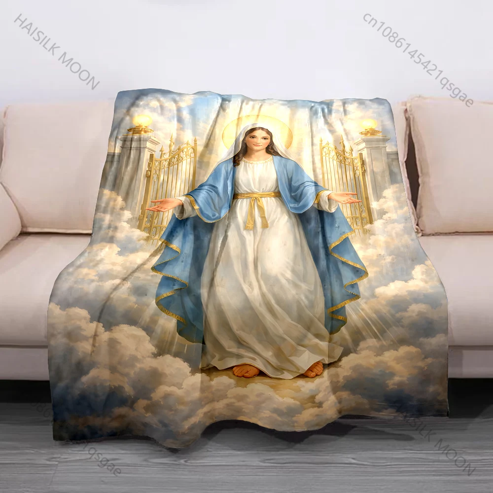 The Golden Gates of Paradise Virgin Mary Print Believer Pray blanket Warm soft flannel material suitable for all seasons gift