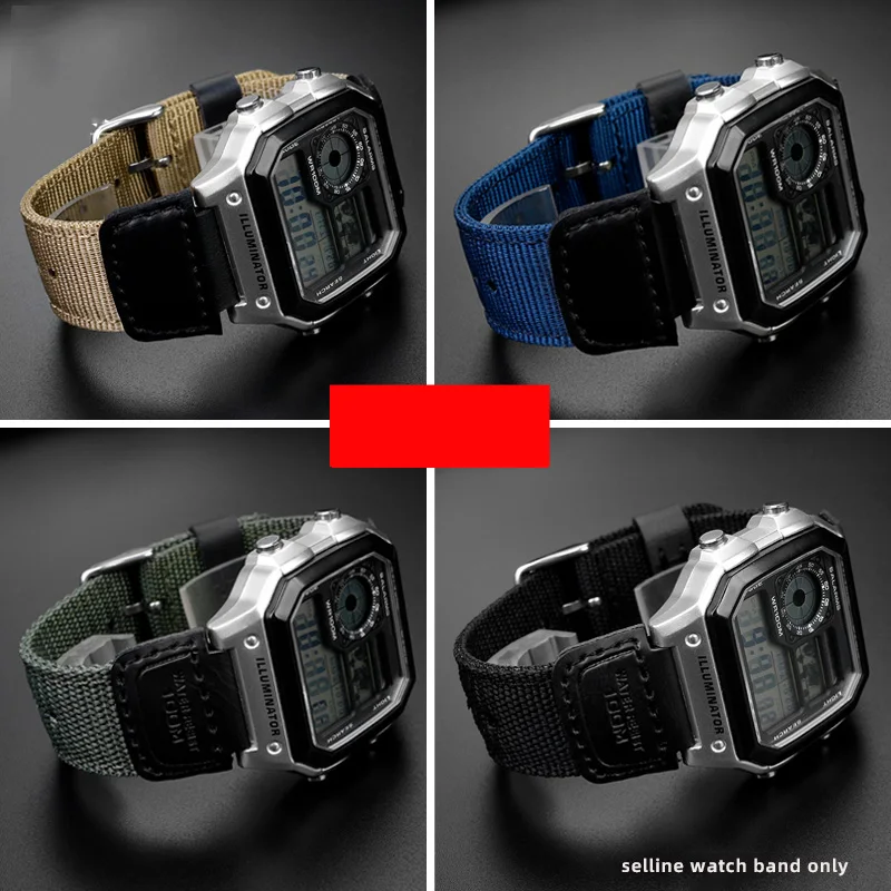 Modified Nylon Watch Band For Casio AE1200WH/1300/1000/1500 AE-1200 A158W A159 Waterproof Outdoor Sports Wrist Strap