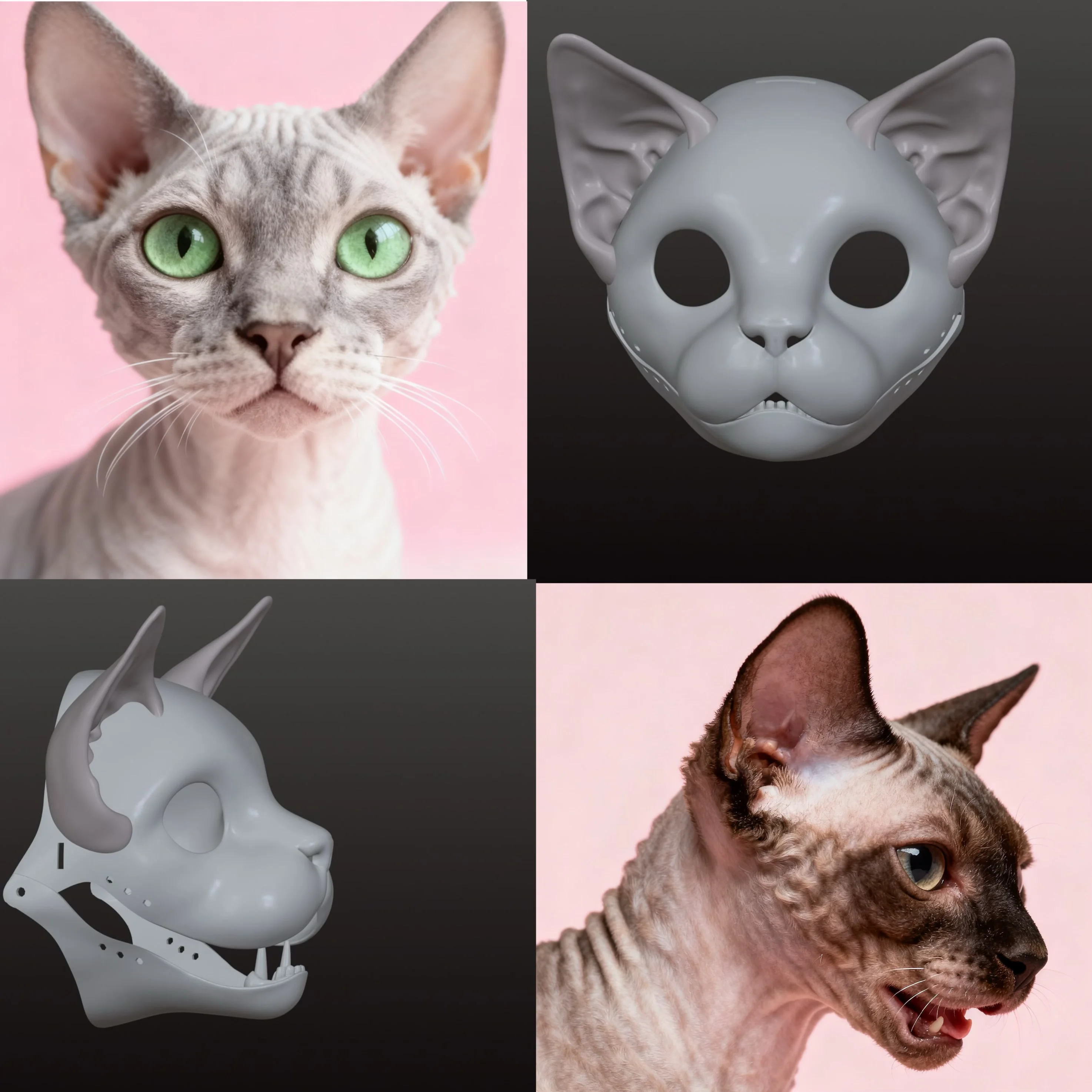 

Kigurumi Base Mask Movable Jaw German Cat 3D Printing Semi Realistic Beast Suit Skull Cosplay Costume Accessorie