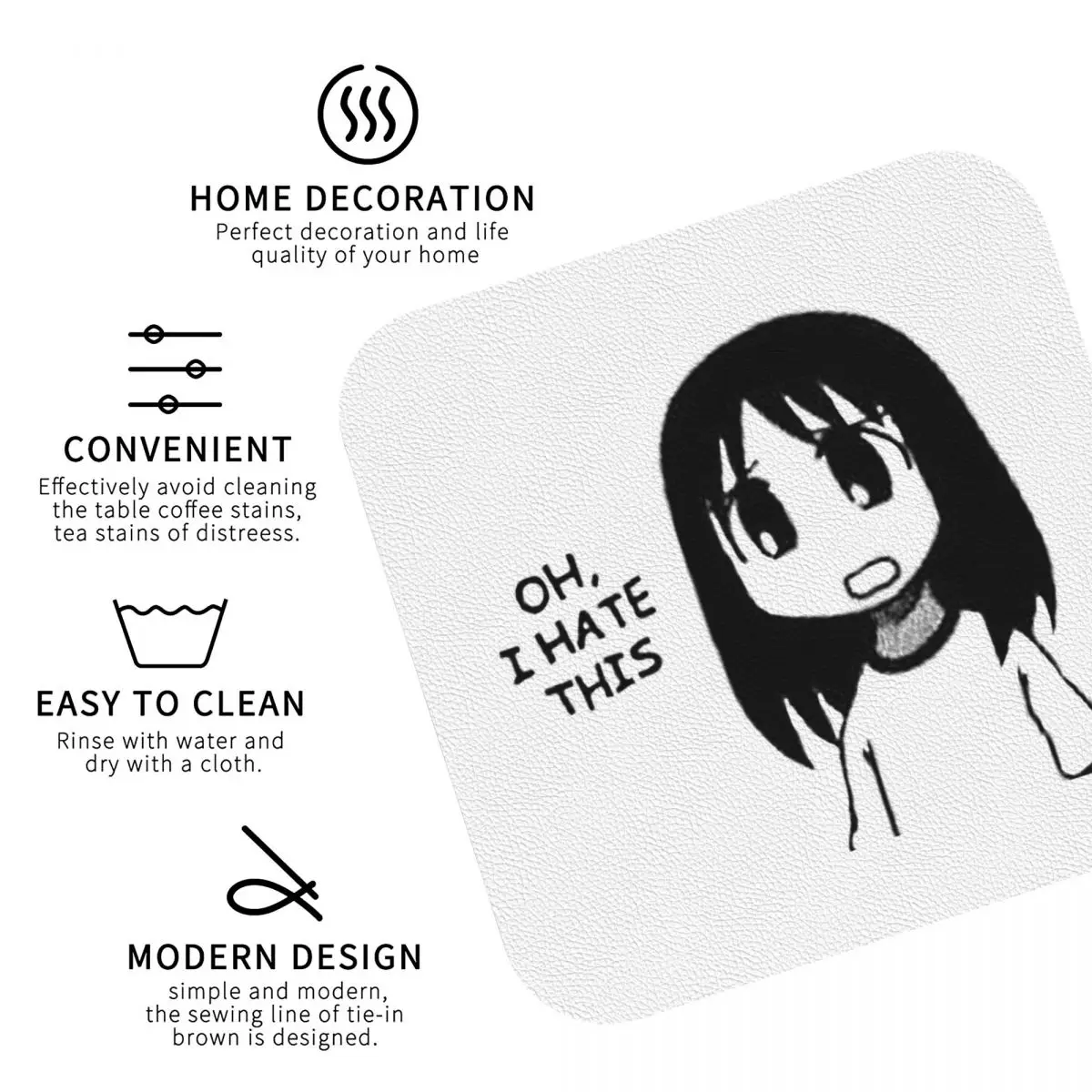 متفتحة - تحقق من الملف الشخصي Azumanga Daioh Osaka Ayumu Kasuga Coasters المفارش كوب عازل سجادات القهوة لمجموعة وسادات الديكور مكونة من 4 قطع