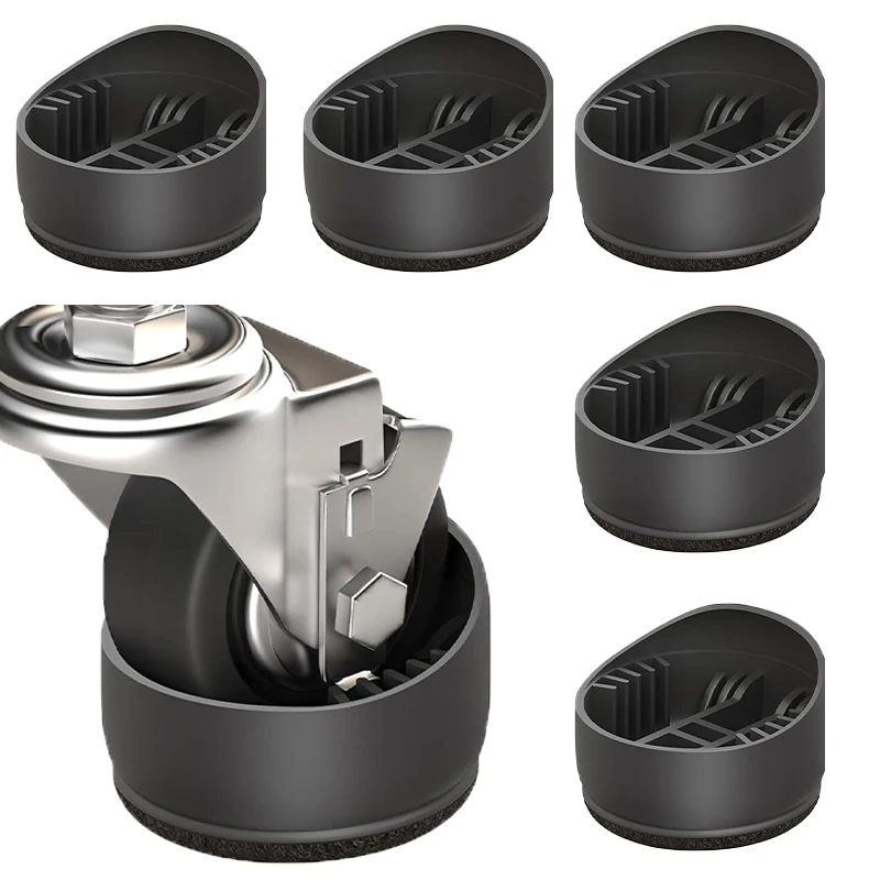 5PCS Office Chair Wheel Stoppers Felt Rubber Furniture Caster Cups Anti Scratch Chair Leg Protectors