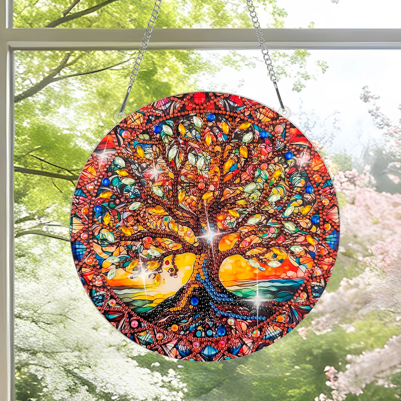 Diamond Art Kits Special Shaped Rhinestone DIY Acrylic Diamond Art Window Wall Pendant Hanging Ornament Kit Rhinestone Painting
