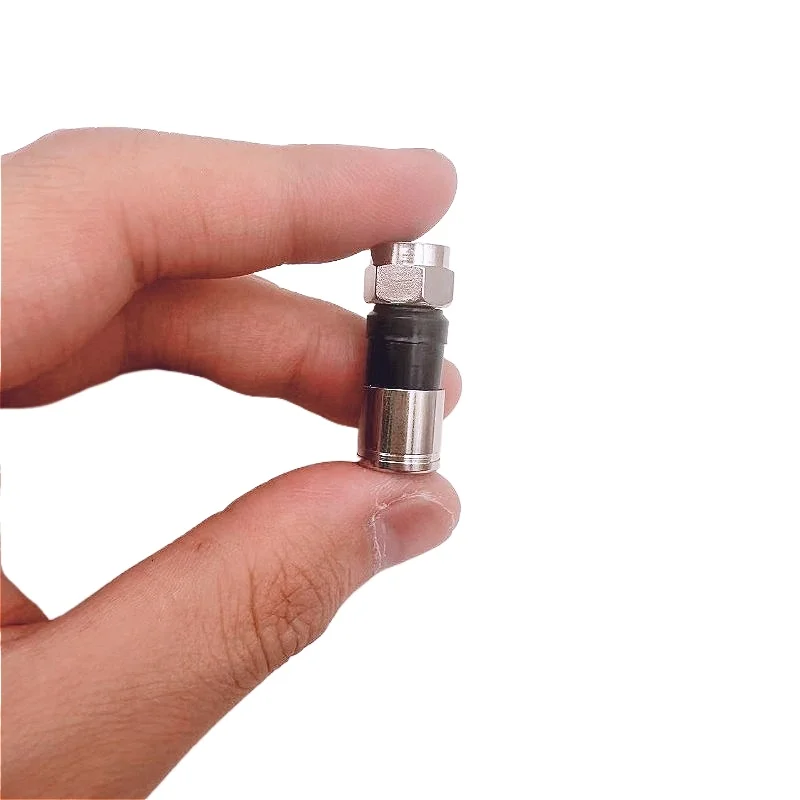75-5 F-Typ-Kompressionsstecker für Signalverstärker CATV RG6 RG59, schwarzes Koaxialkabel, F-Typ-TV-Anschluss, 50 Stück, 100 Stück