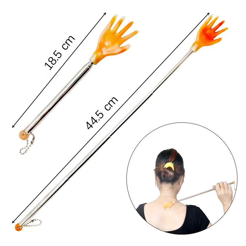 Ajustável em aço inoxidável Back Scratcher, Massageador telescópico Anti-coceira Claw, Back Massage Scratching Stick