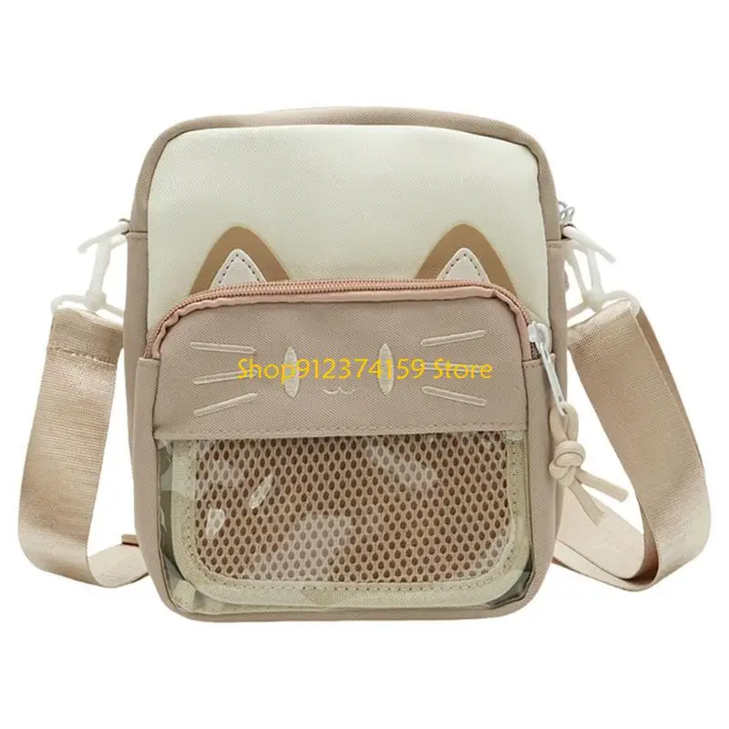 G5AE Lovely Cats Clear Itabag for Pin Display Harajuku Shoulder Bag Fashion Phone Bag Japanese Crossbody Bag