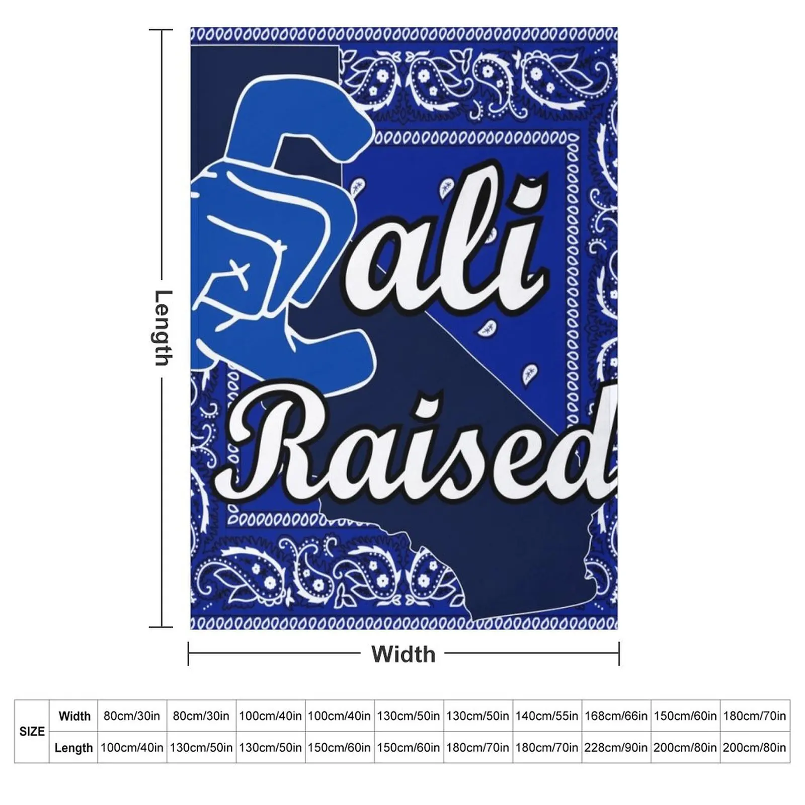 Cali Raised Blue Bandana Throw Blanket couch cozy soft plush fuzzy picnic outdoor blanket