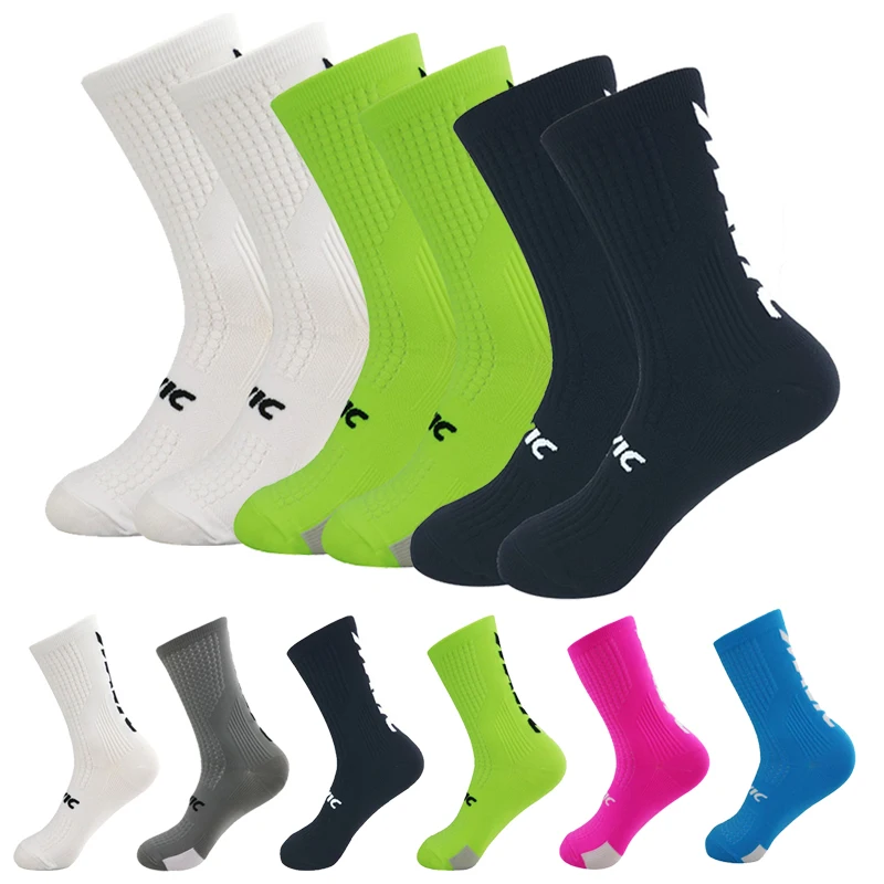 3 Pairs Cycling Socks Men Letter Breathable Running Socks Outdoor Sports Football Hiking MTB Biking Road Bicycle Socks