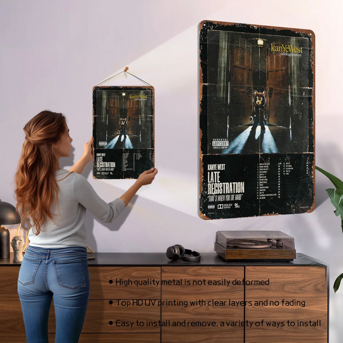 Kanye West Late Registration Poster TV Series Tinplate Sign Wall Decoration Items Customized Metal Signs for Home Room Wall Art