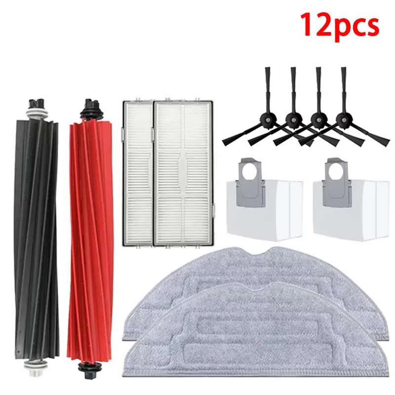 12pcs For Roborock S8 S8 Pro Ultra S8+ Accessories mop Choth vacuum bags Side Brush Filter Replaceable robot Spare Parts