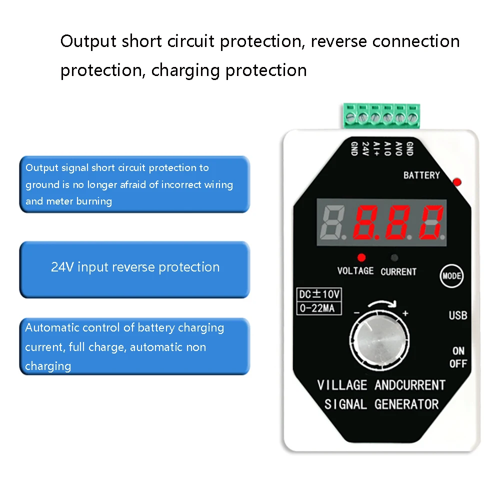 Handheld Signal Generator 0-4-20mA Voltage Current 0-10V/0-5V/0-3V/0-1V Output Checker Tester Monitor