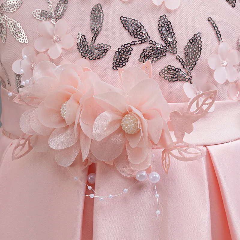 Черное платье принцессы для причастия, дня рождения, танцевального выступления, черное платье с блестками для девочек, свадебное платье подружки невесты с длинными рукавами