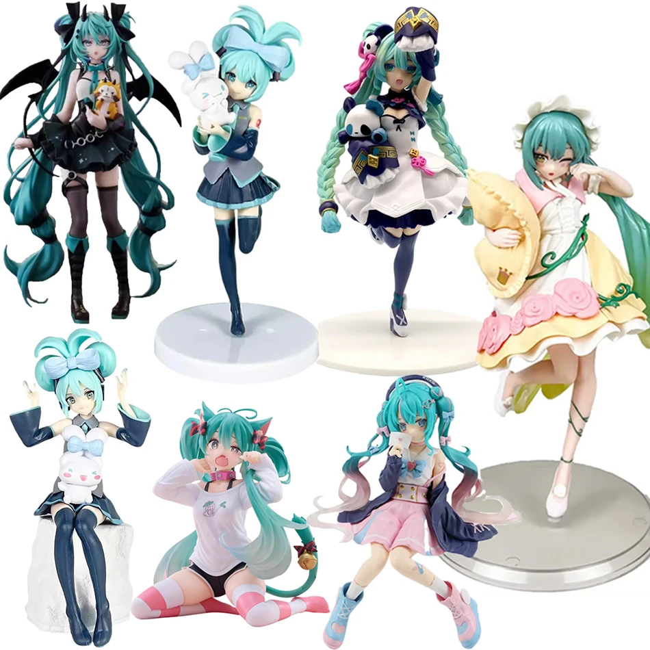 Animación Anime hermosa chica Hatsune Miku hecho a mano diablo Hatsune Miku oreja de gato Hatsune Miku lindo modelo de PVC hecho a mano decoraciones