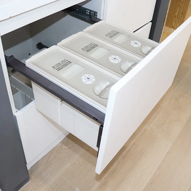 Three-barrel classified rice box, cabinet, insect-proof and moisture-proof, sealed grain storage bucket box, drawer cabinet, ric
