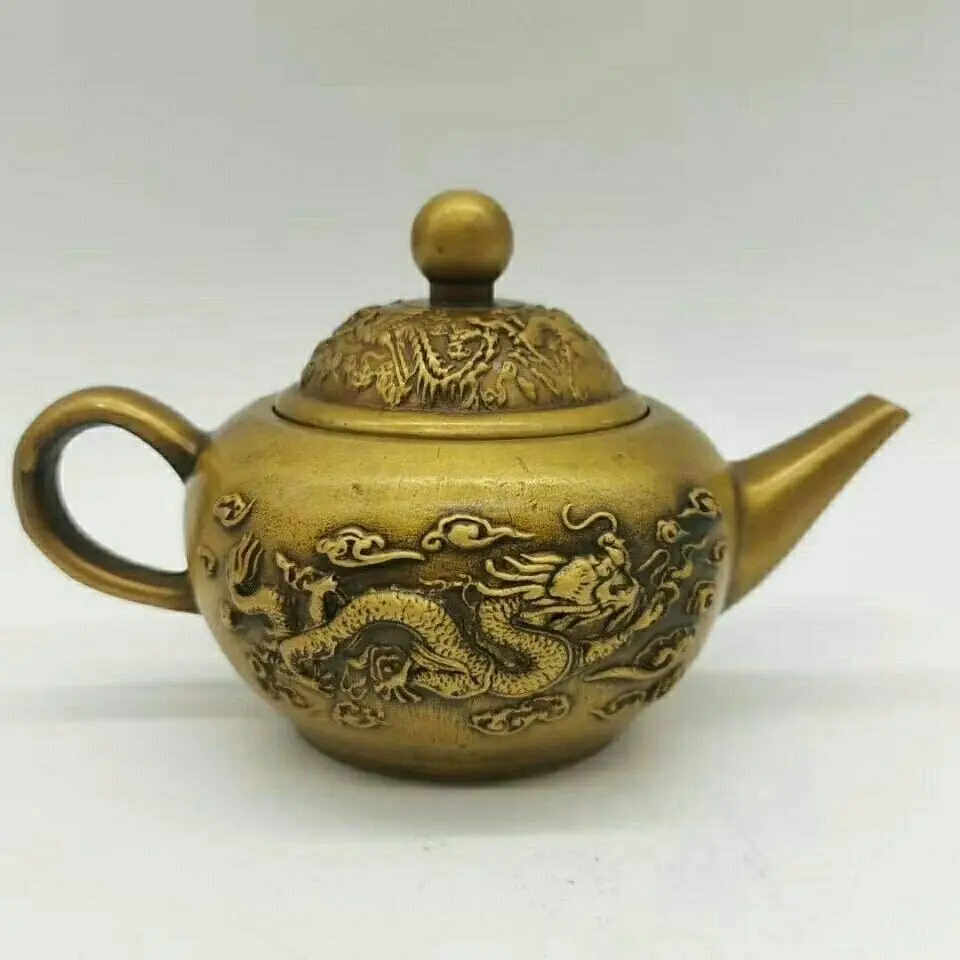 

Metal Teapot Chinese Antique Collection Teapot Handicraft Boiling Water Kettle Home Decoration Ornament