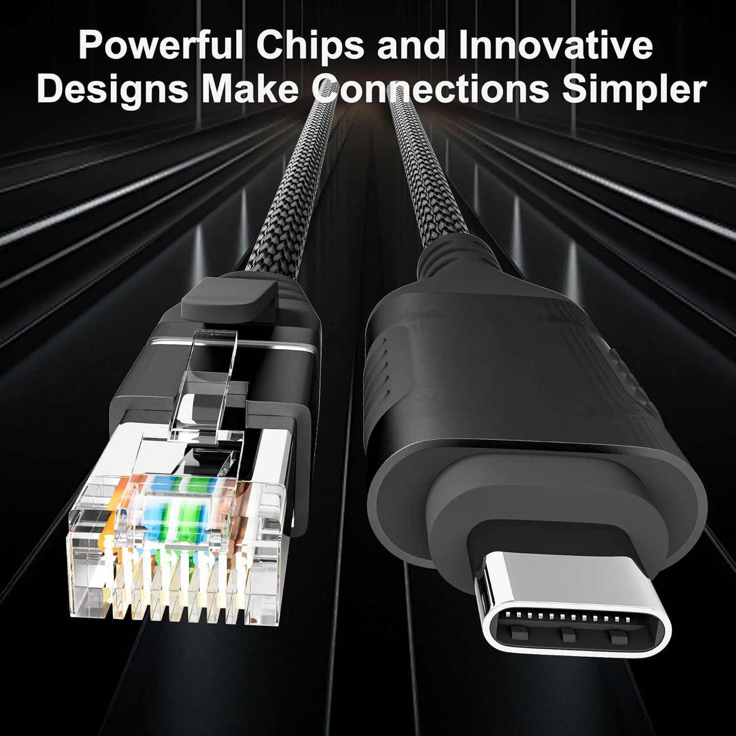 USB C Ethernet Cable CAT6 UTP FTP Nylon Gigabit Network Adapter Compatible with MacBook Pro iPad Pro Smartphone Laptop PC