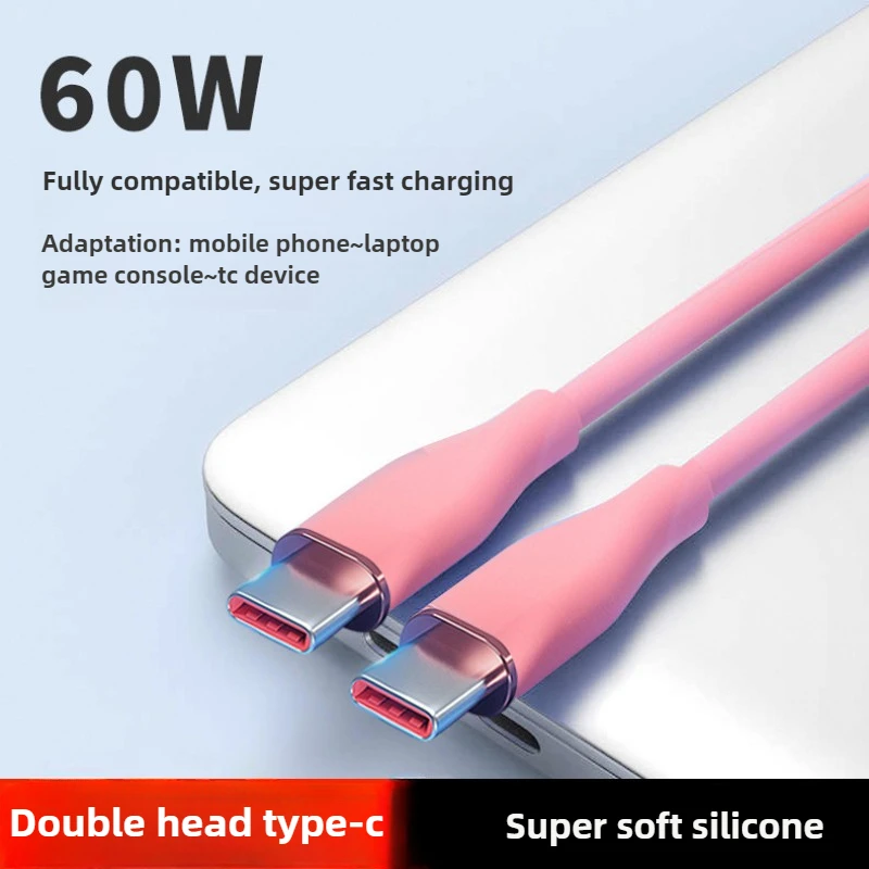 

Double Ended TypeC Data Cable Fast Charging 60W Silicone Data Cable Suitable for Apple 15 Charging Cable IPhone 15
