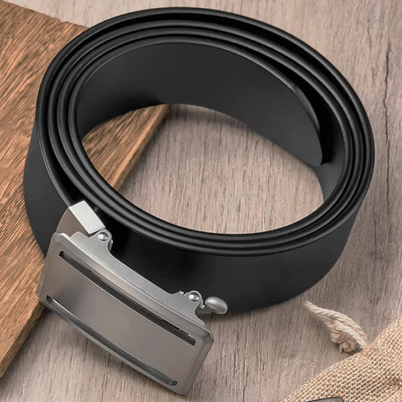 3.5cm 3.8cm Men's Solid Titanium Toothless Automatic Buckle Belt Casual Genuine Leather Pants Belt