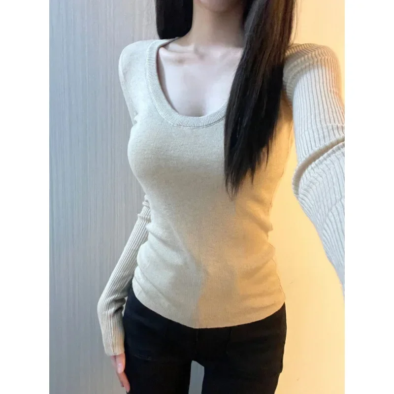 Korean Version of Temperament Autumn and Winter Velvet Thickened Round Neck Long-sleeved Shirt Women's Top with Bottoming Shirt