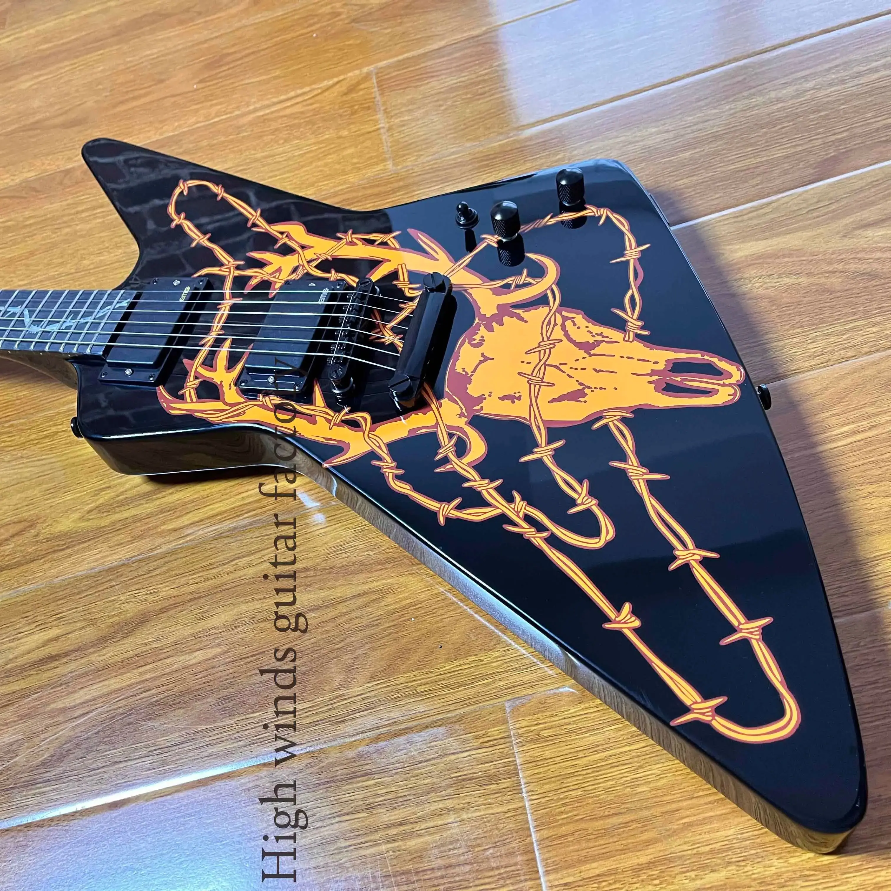 Custom James Hetfield Elk Skull Explorer electric guitar HH pickup -