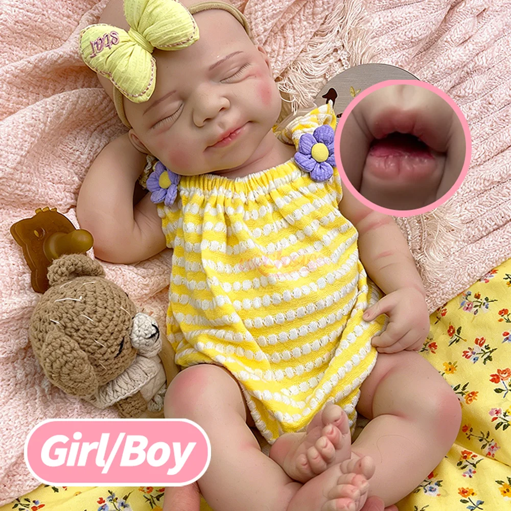 

Open Mouth 20" Silicone Reborn Baby Doll Lifelike Reborn Baby Girl/Boy Therapeutic Emotional Support Doll Soft Touch Newborn