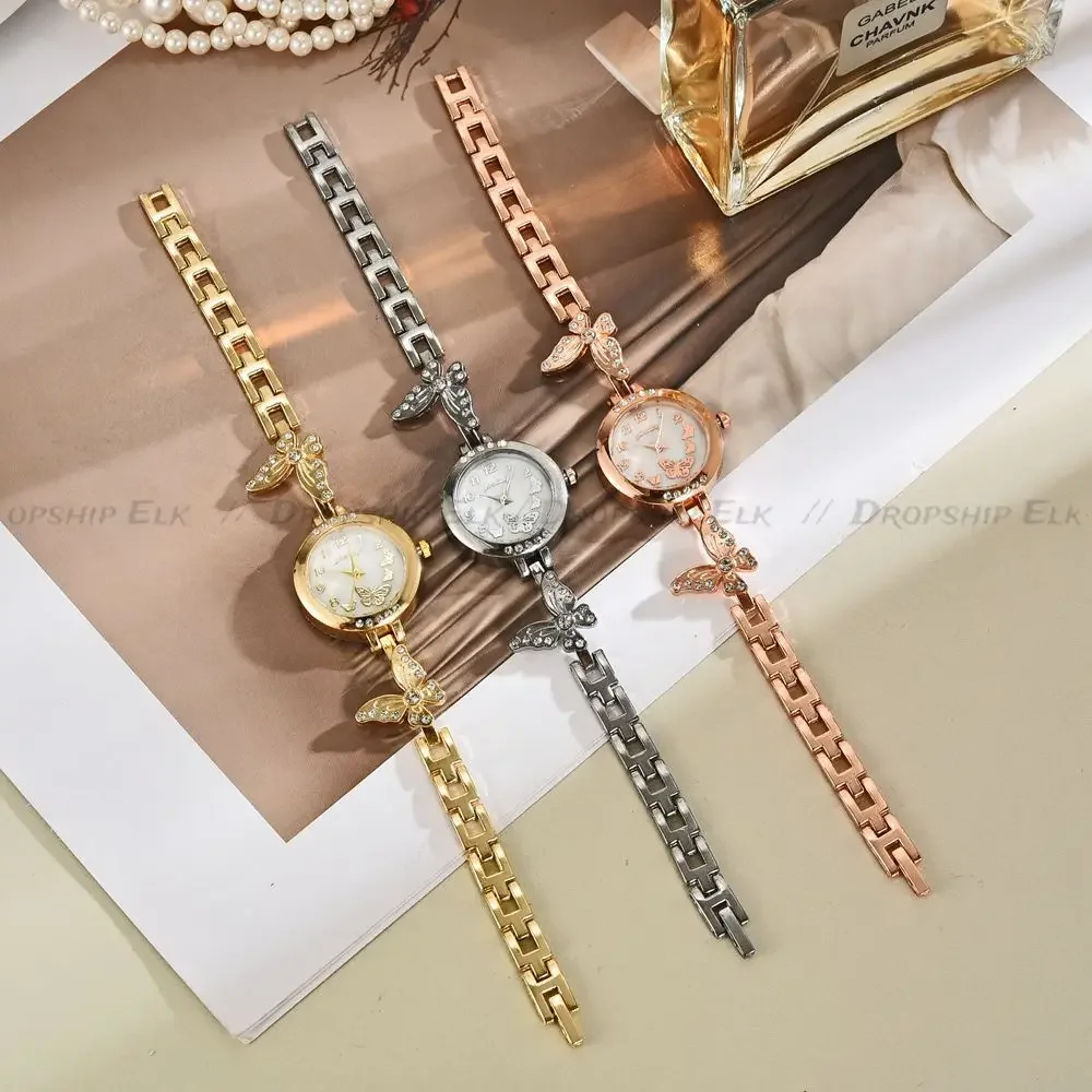 Изысканные часы-браслет со стразами и бабочками для женщин, популярные креативные цифровые кварцевые часы, оптовая продажа, Relojes Para Mujer
