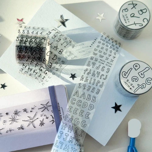 Imagen 2 del producto Agugu-cintas adhesivas troqueladas con dibujo abstracto, números, letras, pegatinas para mascotas, rollo de letras bonitas, Graffiti, cinta básica de estrella de sal