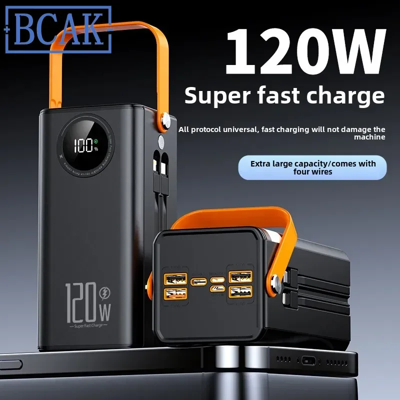 New Style Super Fast Charging 160,000 MAh Power Bank Comes with Line Outdoor Camping Large Capacity BCAK Mobile Power Supply 500