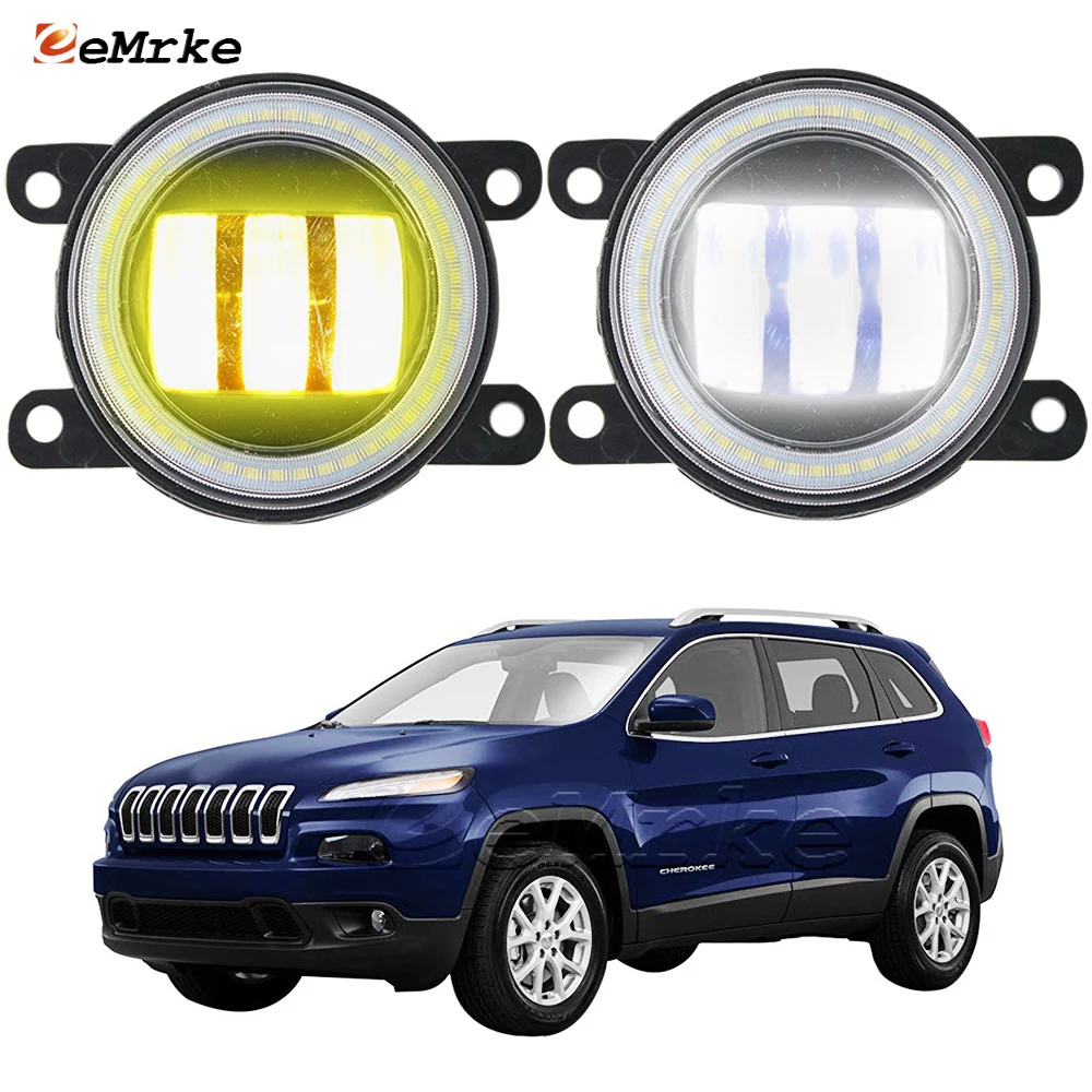 

2-Pieces Led Fog Lights Assembly Lens for Jeep Cherokee KL 2015 2016 2017 2018 Car DRL Angel Eye Daytime Running Light Daylight