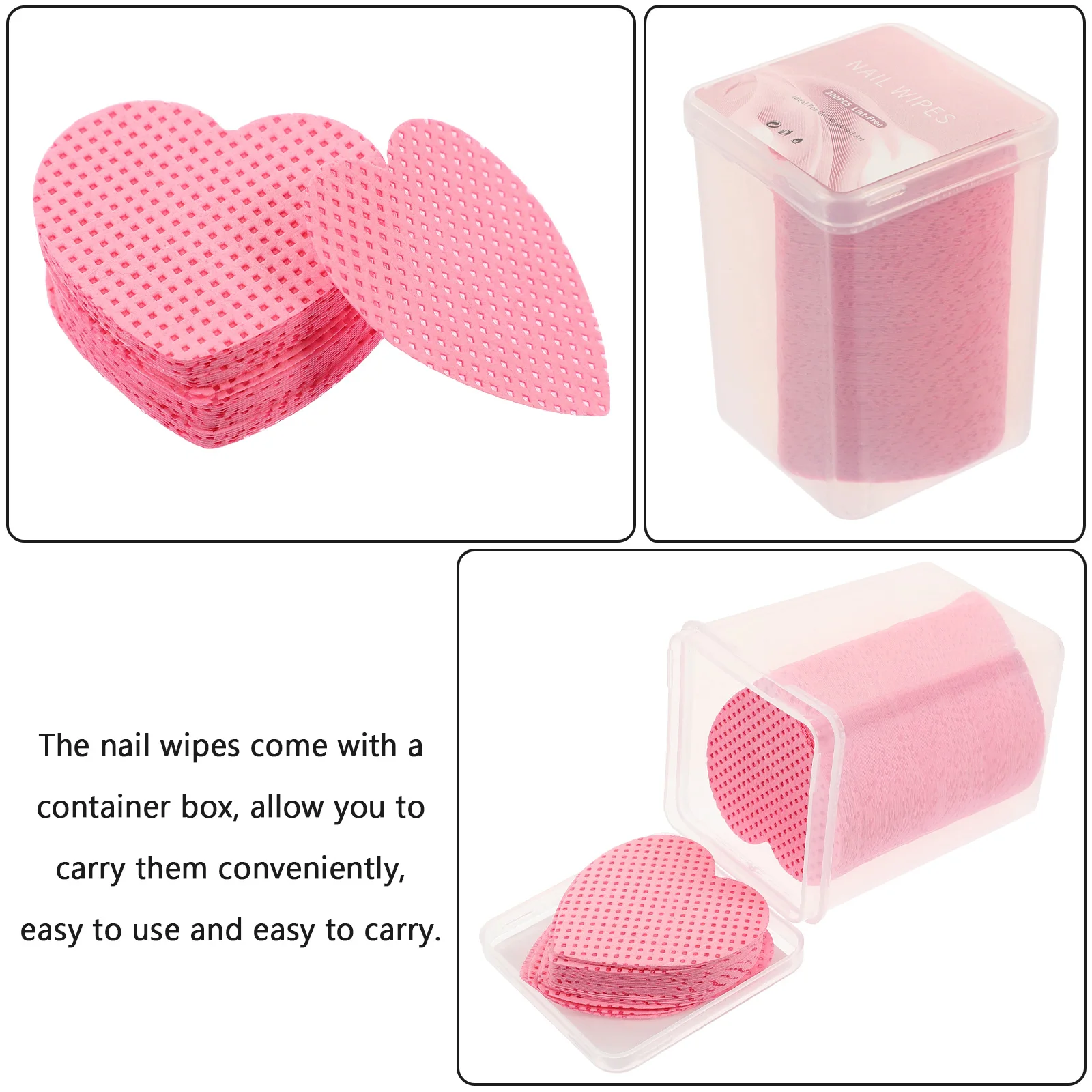 

200 Sheets Heart Shaped Cotton Pads for Nail Polish Remover Gel Acrylic Dip Varnish Snail Travel Size Soft Portable