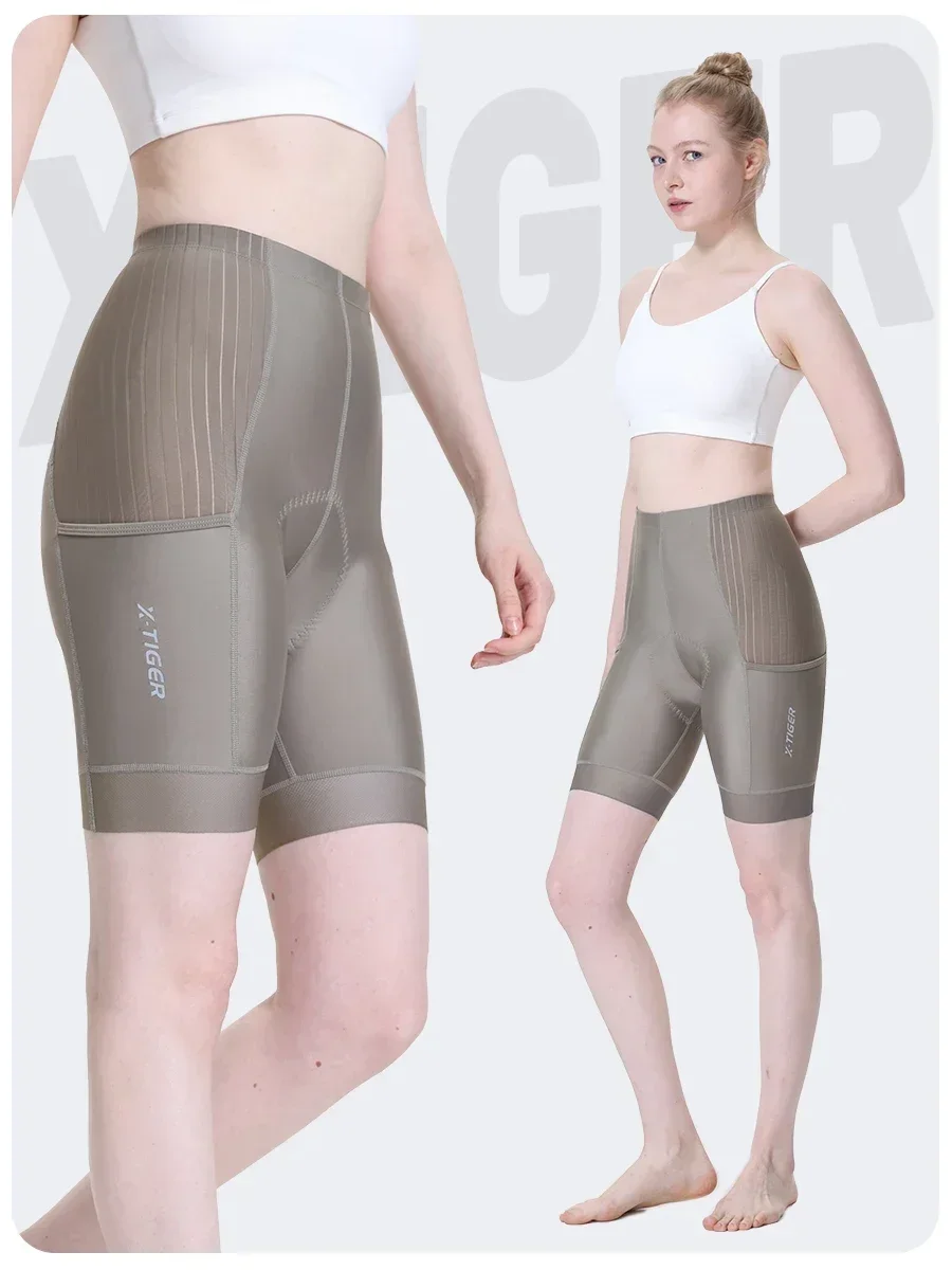 X-TIGER Damen-Radhose, stoßfest, mit Baumwolle gepolstert, MTB-Fahrradhose, atmungsaktiv, schnell trocknend, Pro-Rennradhose mit Taschen – Detail 11