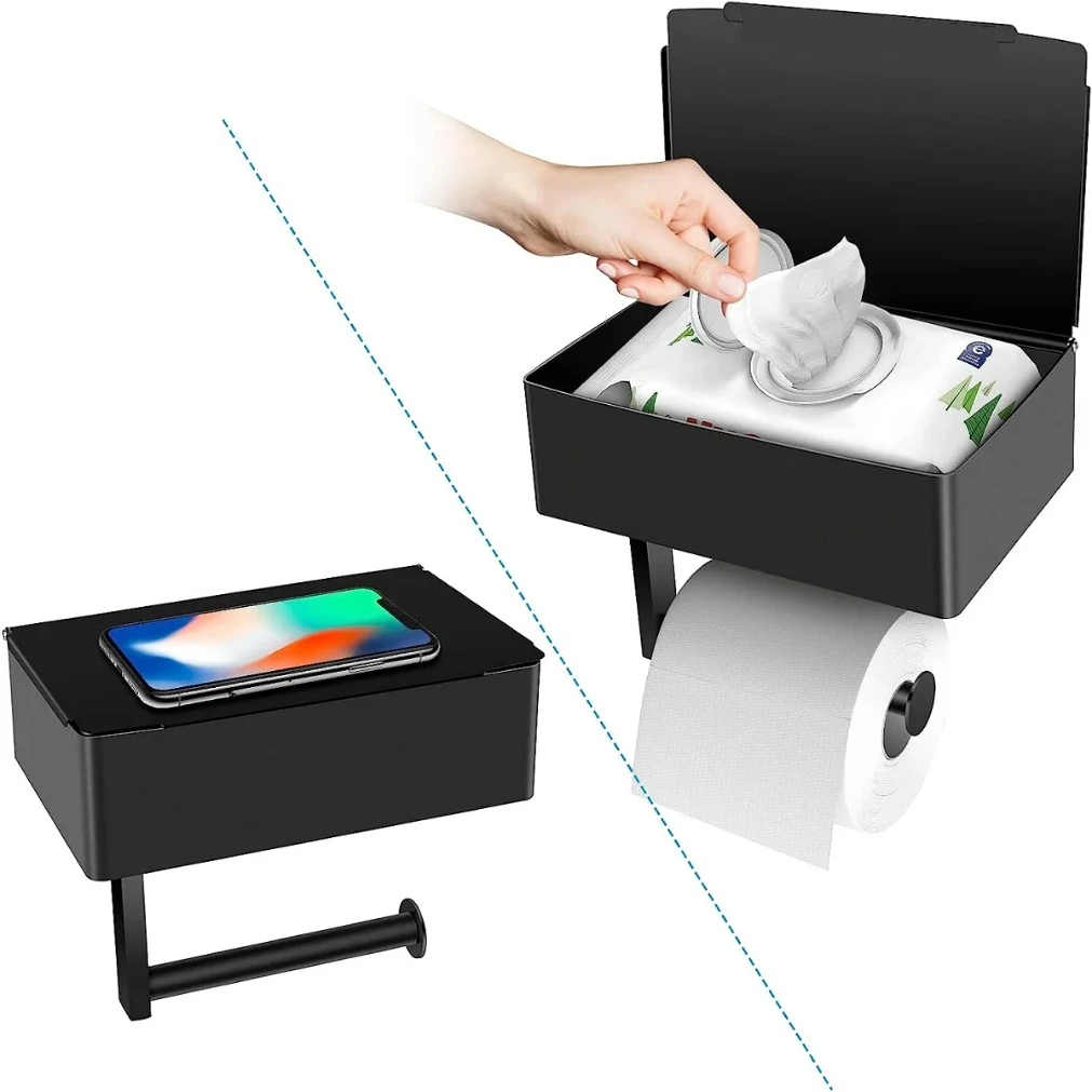 

Toilet Paper Holder With Shelf And Storage, Flushable Wipes Dispenser Fits For Bathroom Wipe Storage Wholesale and retail2025new