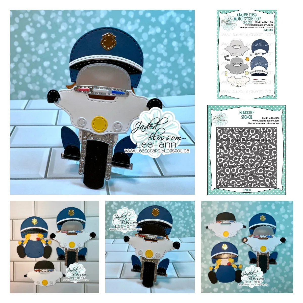 Motorbike Police Gnome Accessories Metal Cutting Dies and Stencils for DIY Scrapbooking Handmade Greeting Cards Album Decoration