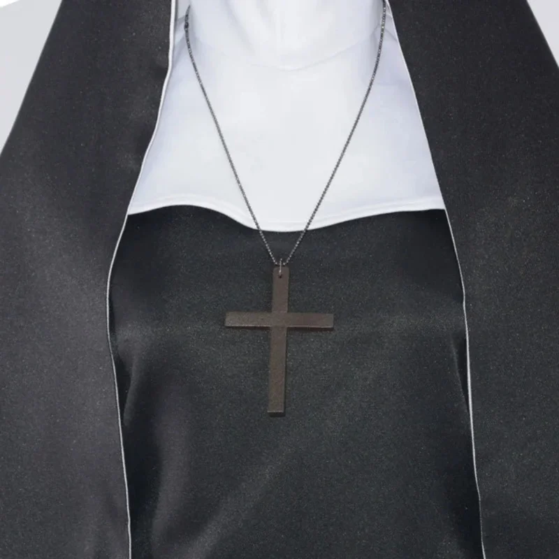 Nun Cosplay Kostuum Horrorfilms Cosplay Enge Ghost Halloween Kleding Zwart Gewaad Vrouwen Halloween Carnaval Feest Verkleden