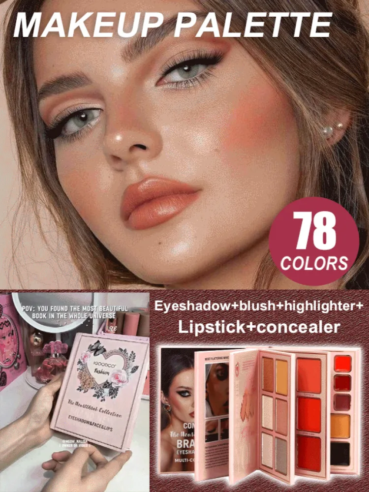 78 Colors Eyeshadow Palette Book Matte Glitter Blush Concealer Eyes Pigment Cosmetic Professional Makeup For Face