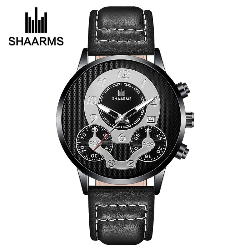 SHAARMS Mens Watches Top Brand Luxury Fashion Casual Business Quartz Watch Date Waterproof Wristwatch Relogio Masculino