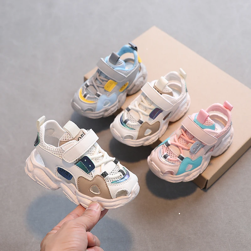 

Размер 21-30, детская обувь для малышей для мальчиков и девочек, повседневные кроссовки с дышащей сеткой для маленьких детей, нескользящая детская спортивная обувь, tenis