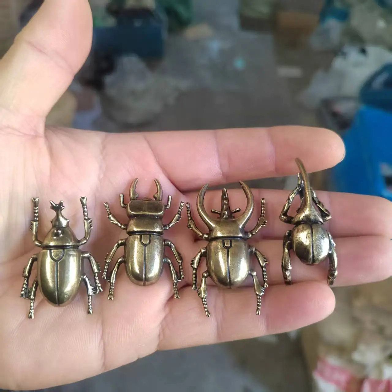 Insect Trypoxylus Figurines Miniatures Tea Pet Funny Beetle Crafts Collection Desktop Small Ornament Home Decoration