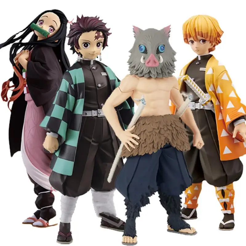 

Demon Slayer Tanjirou Nezuko Zenitsu Inosuke anime characters statue Model Garage Kit boys favorite gift About 22cm high